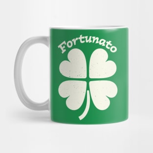 Fortunato Emblem - Distressed Four-Leaf Graphic Design Mug